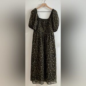 Old Navy Olive Floral Dress petite Large